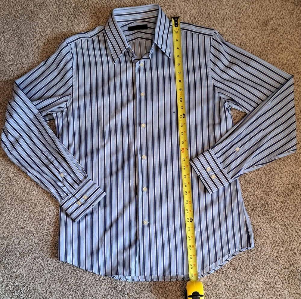 NWOT Express Design Studio Men's Blue Stripe Dress Shirt Size Medium - Picture 5 of 7
